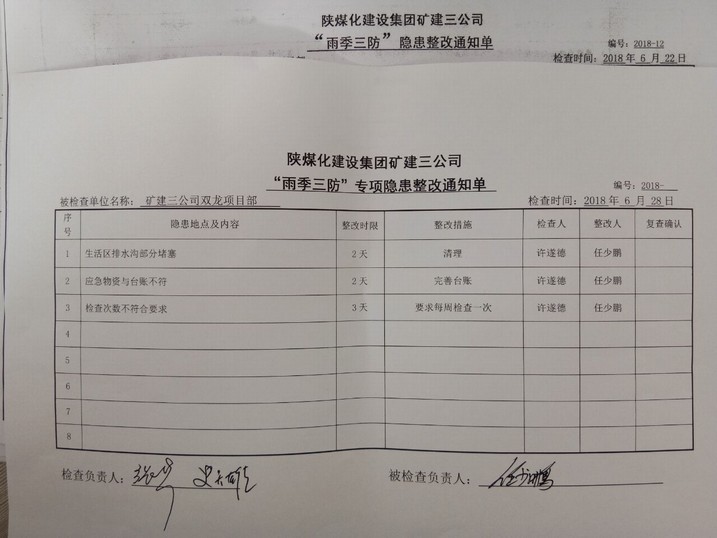 陜煤建設礦建三公司開展“雨季三防”專項檢查
