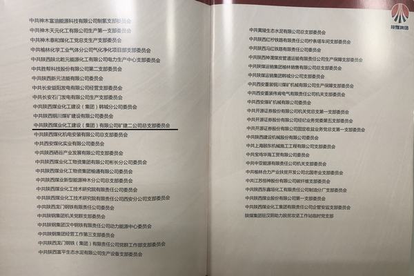 陜煤建設礦建二公司黨總支榮獲“陜煤集團先進基層黨組織”稱號